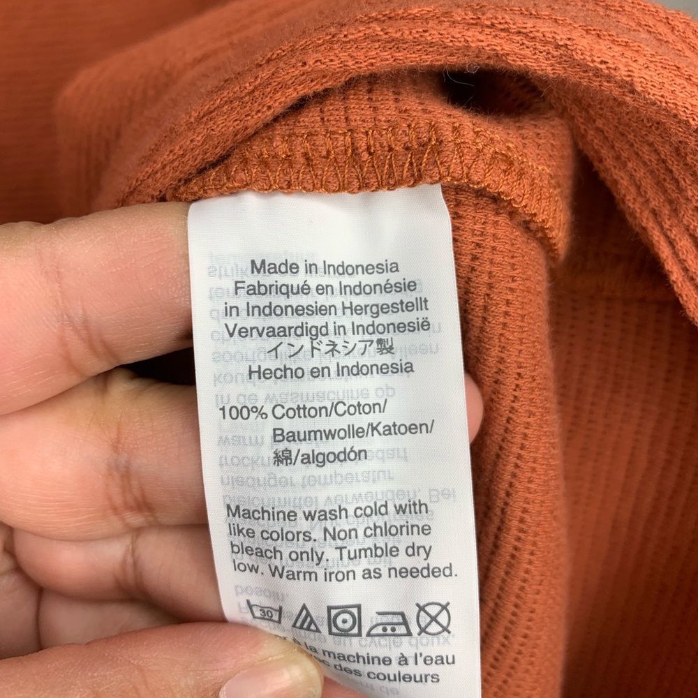 MADEWELL burnt orange long sleeve tie front top - Picture 6 of 8